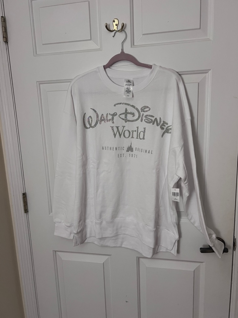 NWT Walt Disney World White Bedazzled Rhinestone Crew Neck Sweatshirt